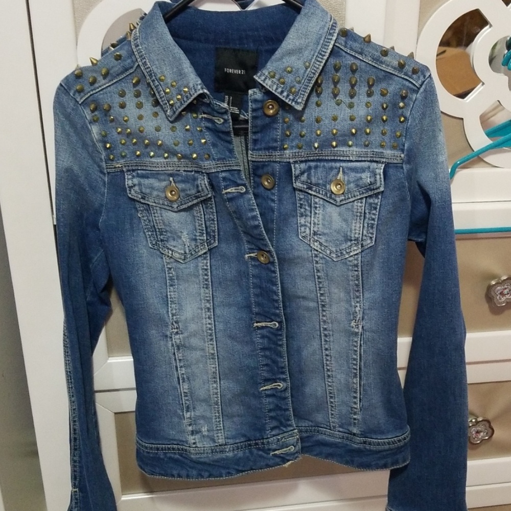 Forever21 Spiky Denim Jacket.